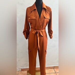 Rust Orange Jumpsuit with Belt